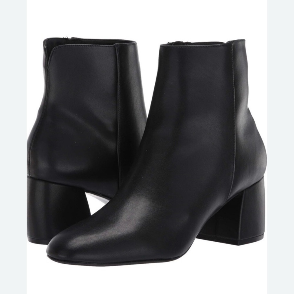 Chinese Laundry Black Leather Block Heel Ankle Boots
